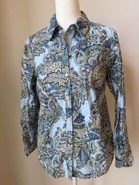 Charter Club Blue Paisley Button-Down Shirt